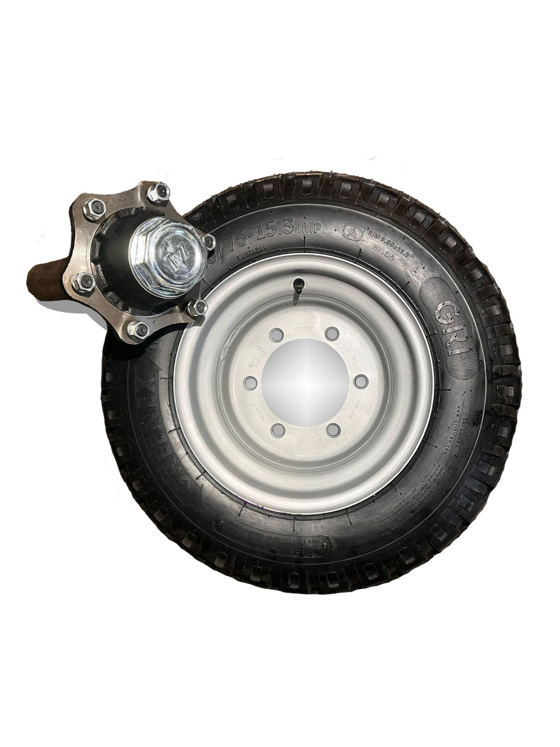 Hub , Spindle, Wheel and Tire Assembly:  Load Capacity 6,600 lb Per Tire: 10.0/75-15.3, PR - 14, Extra Load, TL Tire, 6 Holes Bundle - AG Machinery Depot