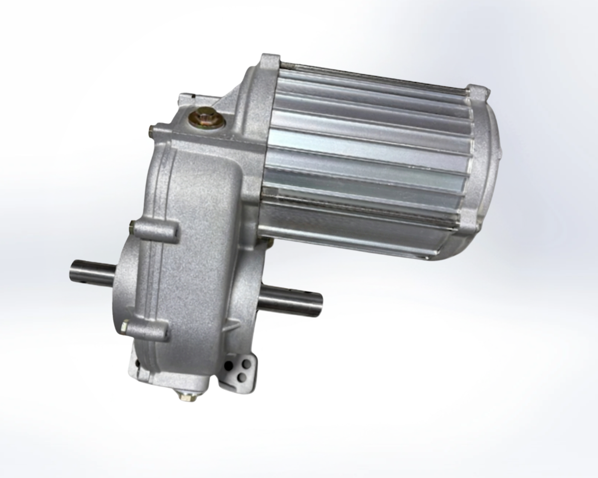 Center pivot irrigation drive gearbox, heavy duty aluminum housing with output shaft and integrated motor casing