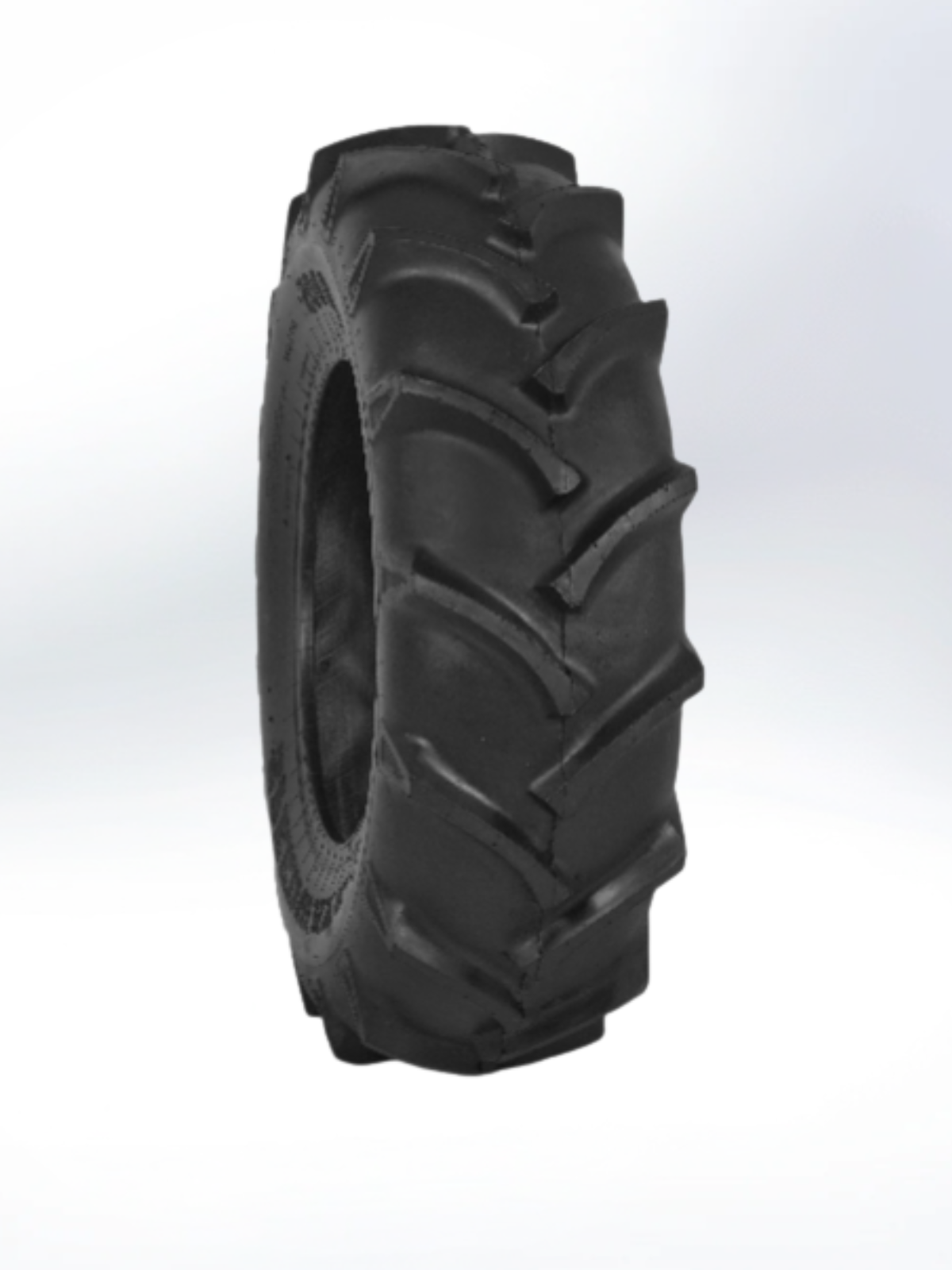 Black agricultural tire on a white background