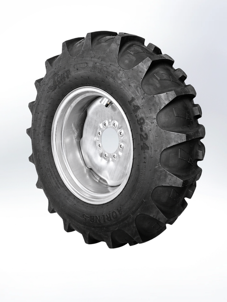 14.9-24 Irrigation Tire & Wheel Assembly – 8 Ply Heavy Duty 8 Bolt Pivot Setup - AG Machinery Depot