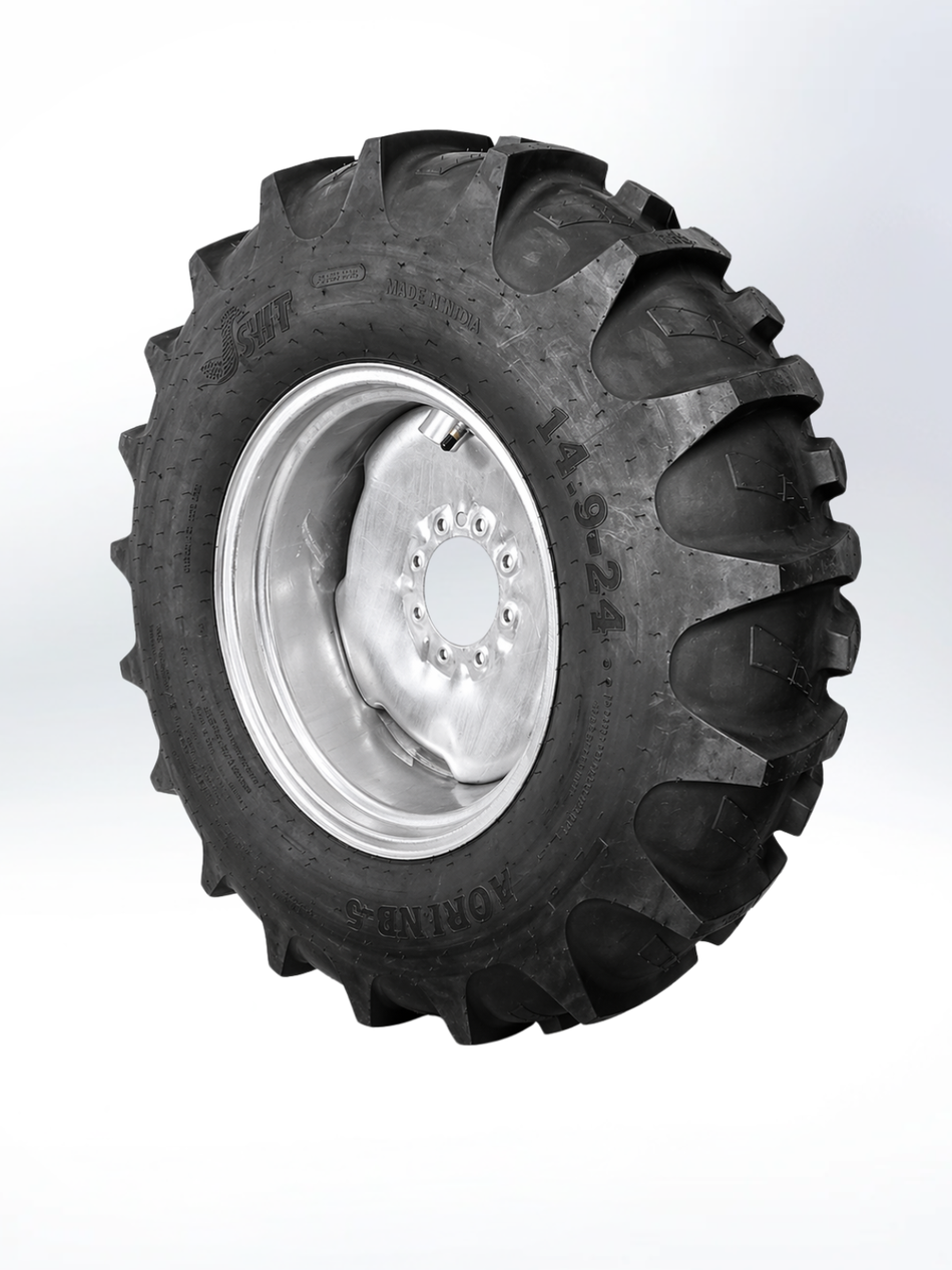 14.9-24 Irrigation Tire & Wheel Assembly – 8 Ply Heavy Duty 8 Bolt Pivot Setup - AG Machinery Depot