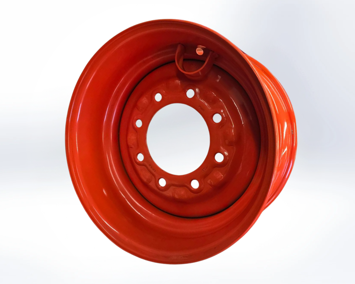 Red metal rim on a white background