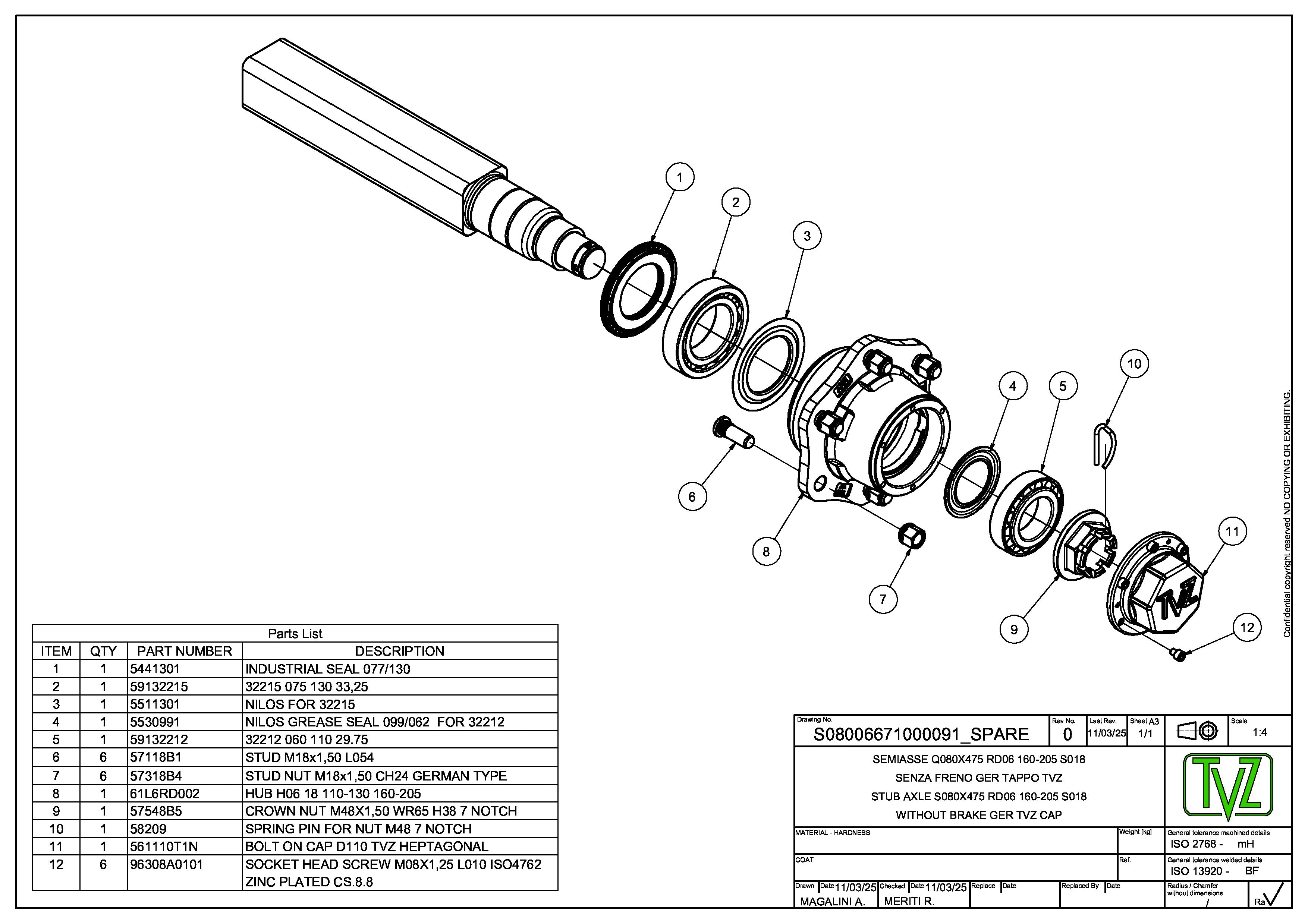 Hub & Spindle Assembly, 6 Bolts, Load Capacity 11,000 lb, Square spindle, EU - European standard, Heavy duty - AG Machinery Depot