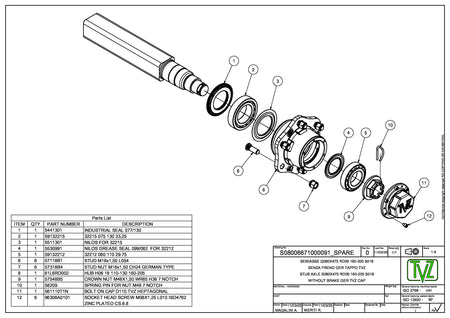 Hub & Spindle Assembly, 6 Bolts, Load Capacity 11,000 lb, Square spindle, EU - European standard, Heavy duty - AG Machinery Depot
