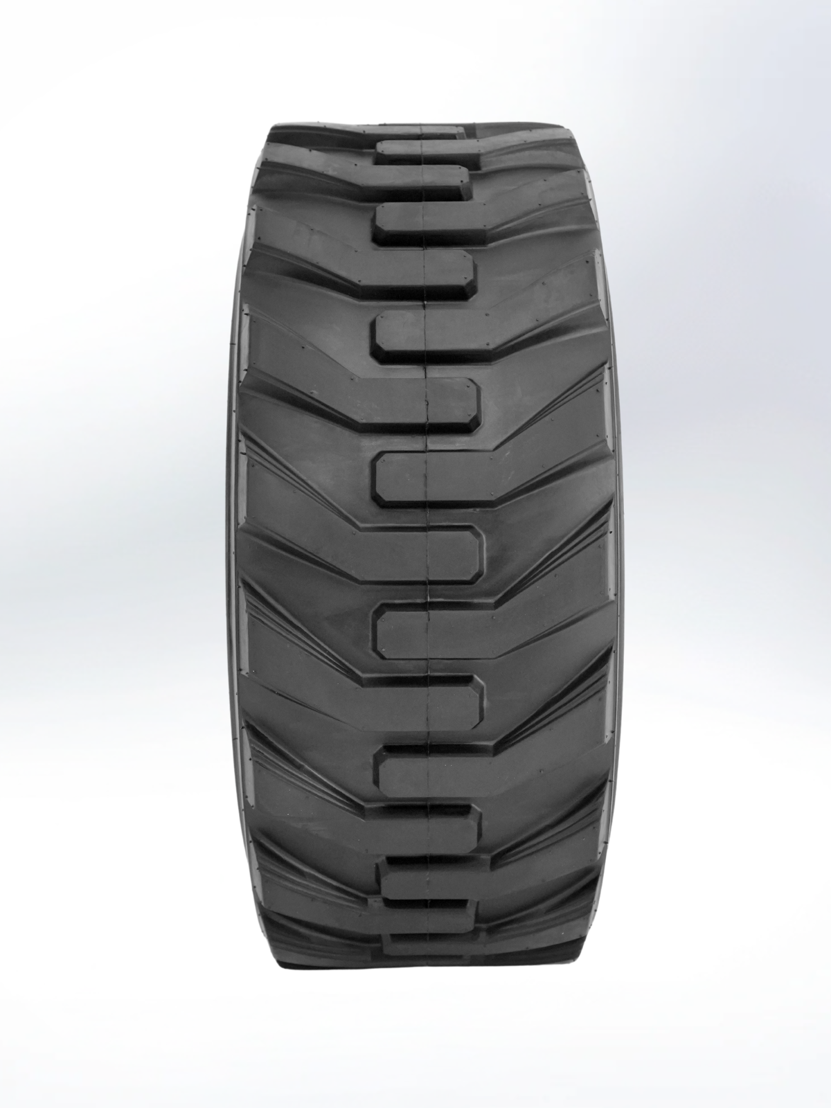 Tire with a prominent tread pattern on a white background. Skid Steer Tire 10-16 .5 12PR STEERKING HD TUBELESS