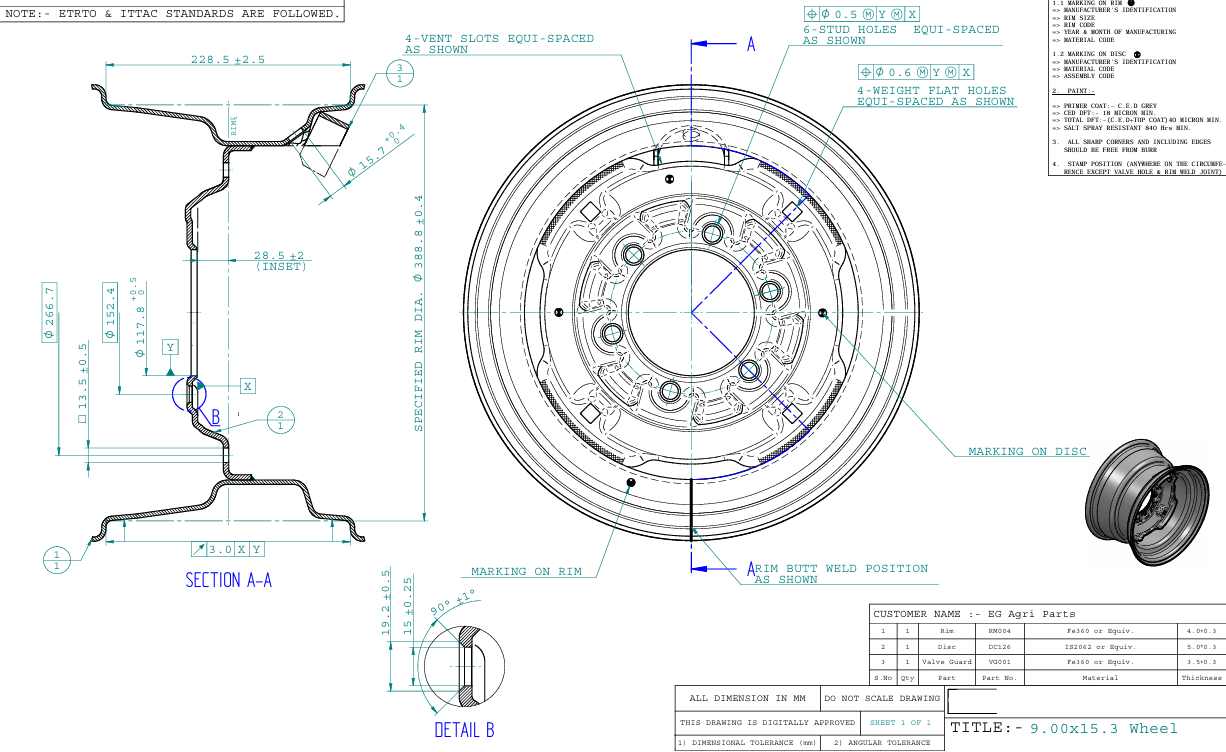Implement Wheel 9.00X15.3, 6 holes - AG Machinery Depot