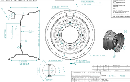 Skid Steer Wheel 9.75x16.50, 8 holes - AG Machinery Depot