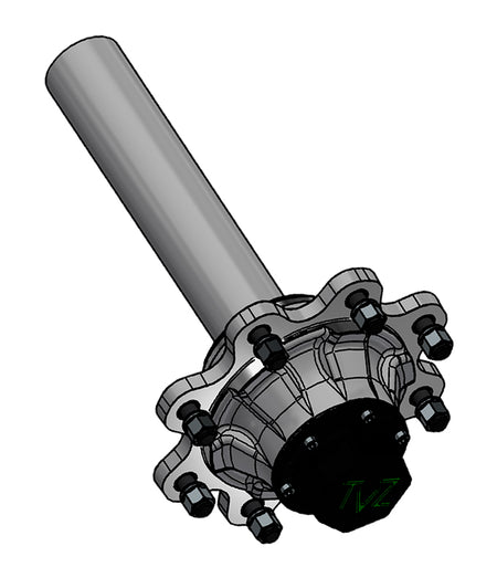 Hub & Spindle Assembly, 8 Bolts, Load Capacity 11,000 lb, Round spindle EU - European standard, Heavy duty - AG Machinery Depot